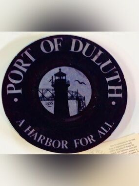 Port of Duluth MN Plate Black Porcelain A Harbor For All Hanft Law Firm RARE